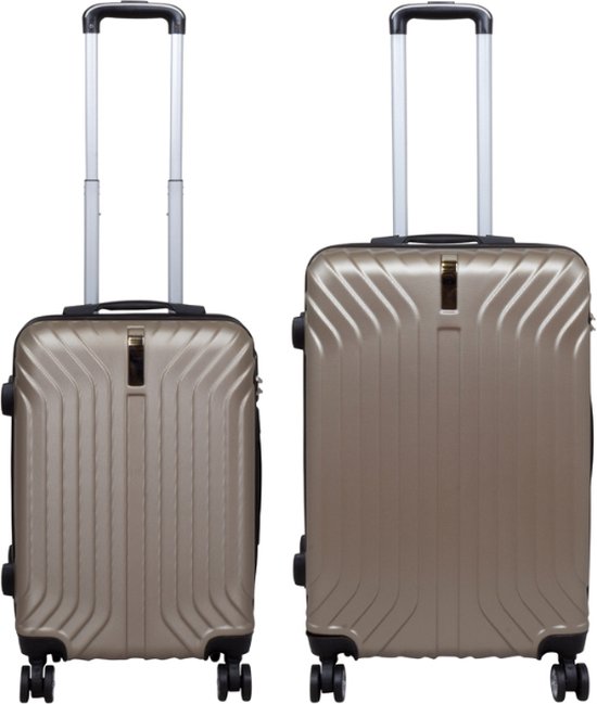 Kofferset 2 delig - Reiskoffers met TSA slot en op wielen - Palma - Goud - S + M - Travelsuitcase