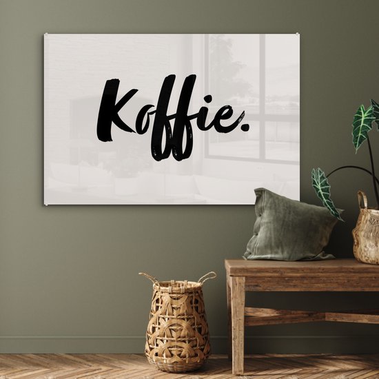 MuchoWow® Peinture sur verre 90x60 cm - Peinture acrylique sur verre - Café - Taupe - Citation - Photo sur verre - Peintures