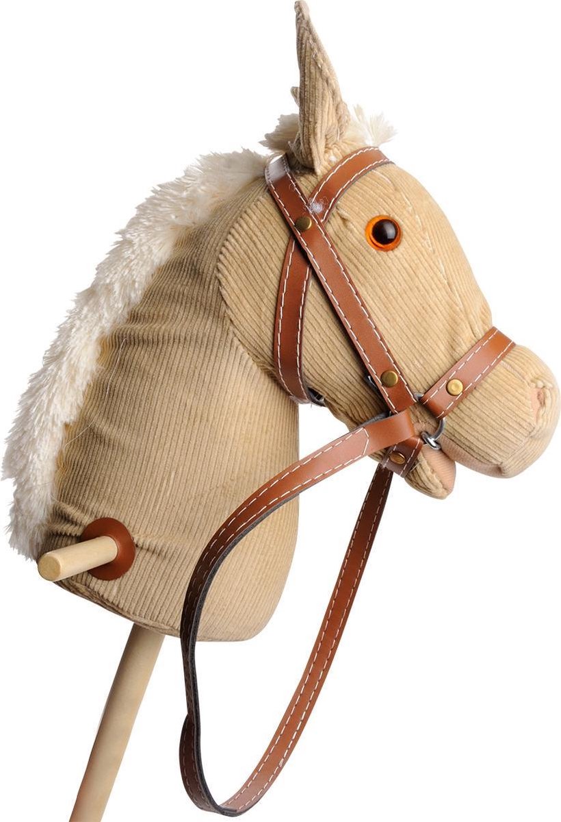 Pluche stokpaard bruin met geluid 110 cm bij