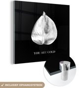 MuchoWow® Peinture sur verre 50x50 cm - Peinture sur verre acrylique - Feuille - Citations - Zwart - Wit - Photo sur verre - Peintures