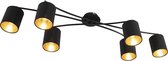 QAZQA lofty - Moderne Plafondlamp met kap - 6 lichts - L 1010 mm - Zwart -  Woonkamer | Slaapkamer | Keuken