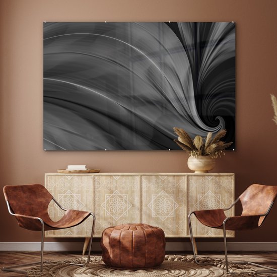 ® Glasschilderij 150x100 cm - Schilderij acrylglas - Achtergrond met de kleuren van een pauwenveer - Foto op glas - Muurdecoratie woonkamer - Wanddecoratie slaapkamer - Schilderijen