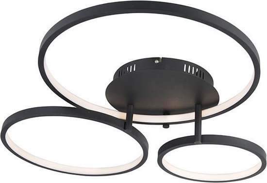 QAZQA rondas - Moderne LED Dimbare Grote plafondlamp met Dimmer - 1 lichts - L 770 mm - Zwart - Woonkamer | Slaapkamer | Keuken