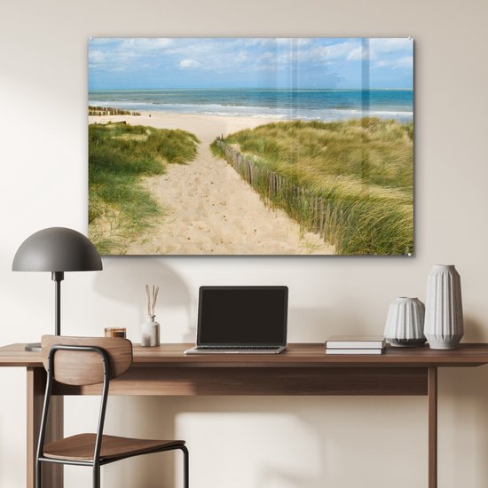 Peinture sur verre - Plage - Mer - Dune - België - 120x80 cm - Peintures Plexiglas