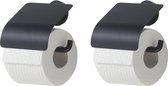Tiger Urban toiletrolhouder met klep zwart set van 2 stuks