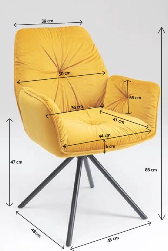 Chaise de salle à manger avec accoudoirs Kare Mila Yellow