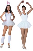 Funny Fashion - Dans & Entertainment Kostuum - Ballerina Vrouw Wit Kostuum - Wit / Beige - Maat 32-34 - Carnavalskleding - Verkleedkleding