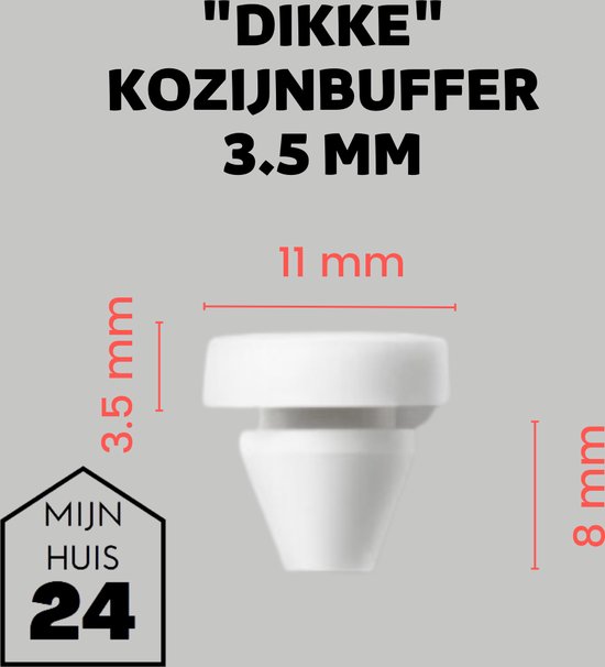 Kozijnbuffer - WIT - 3,5mm berkvens - Deurbuffer - Stootdoppen - klapdeur - Equantu® - 10 stuks - Equantu