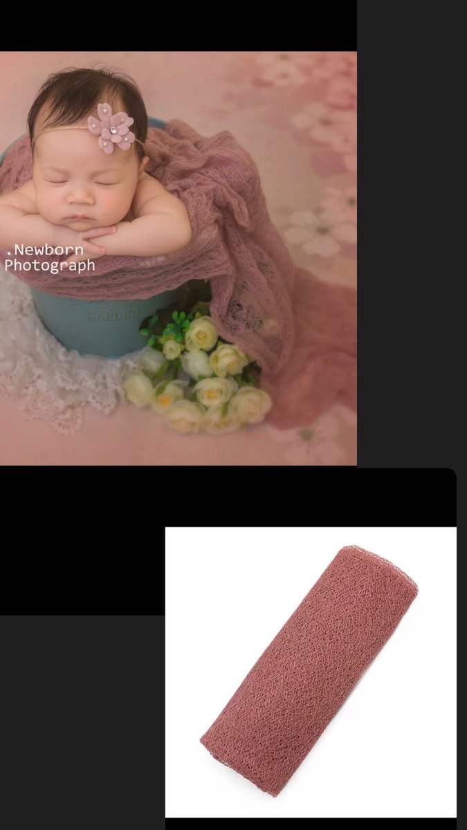 Akyol - baby stretch wrap – babydoek – newbornshoot – baby – kind – pas geboren - donker roze