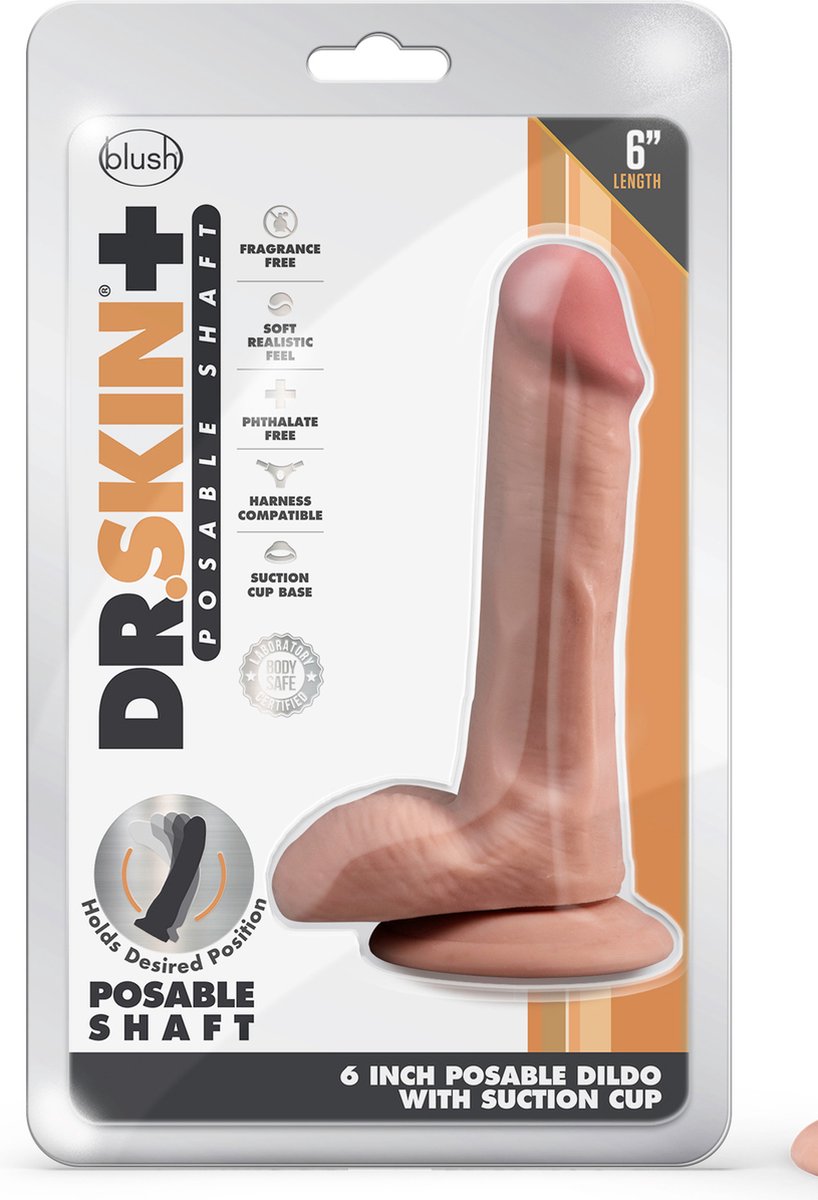 Goedkoopste Blush Dildo Love Toy Dr. Skin Plus 6 Inch Posable Dildo With Balls Mocha Bruin