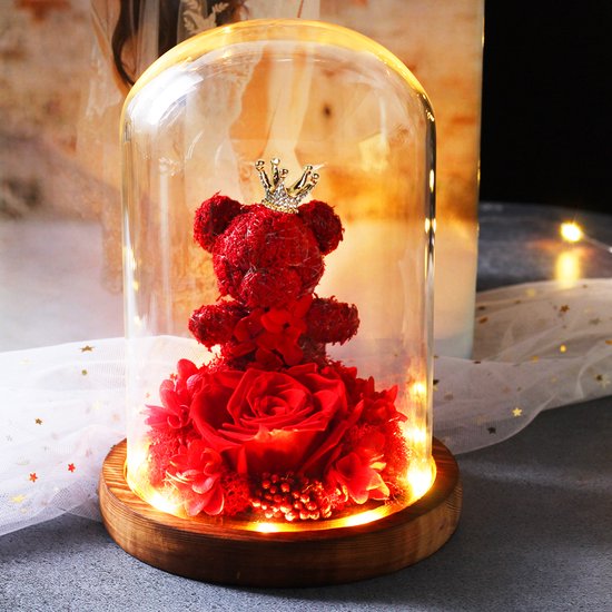 Rose Éternelle en Glas avec éclairage LED - Ourson Reine - Saint Valentin -  Fête des... | bol