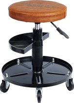 Rol kruk Schommelstoel Werkkruk met verstelbare rugleuning Draaibare Kruk / Rolling stool Rocking chair Work stool with adjustable back Swivel stool - Draaibare kruk met wielen