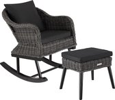 tectake - Wicker schommelstoel Rovigo met voetenbank Vibo - grijs - poly-rattan