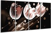 GroepArt - Glasschilderij - Tulp - Wit, Grijs - 160x80cm 4Luik - Foto Op Glas - Geen Acrylglas Schilderij - 6000+ Glasschilderijen Collectie - Wanddecoratie