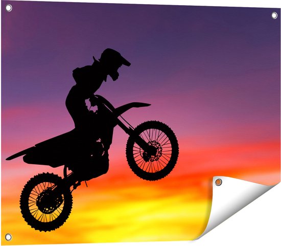 Gards Tuinposter Silhouet van een Motorcross in de Lucht - 80x60 cm ...