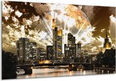 Peinture sur verre de gratte-ciel | Marron, gris, noir | 120x70cm 1Hatch | Tirage photo sur verre |  F005890