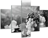 Glasschilderij -  Druiven, Keuken - Zwart, Grijs - 100x70cm 5Luik - Geen Acrylglas Schilderij - GroepArt 6000+ Glasschilderijen Collectie - Wanddecoratie- Foto Op Glas