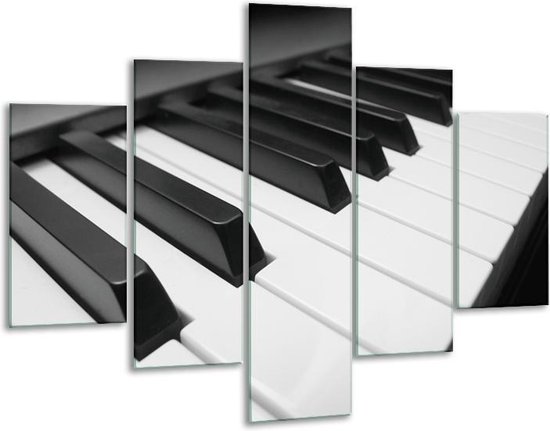 Glas schilderij Muziek, Piano | Zwart, Grijs, Wit | | Foto print op Glas |  F006806