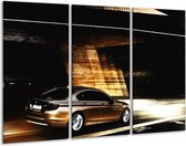 GroepArt - Schilderij -  BMW - Zwart, Goud, Wit - 120x80cm 3Luik - 6000+ Schilderijen 0p Canvas Art Collectie