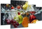 GroepArt - Schilderij -  Fruit - Grijs, Oranje - 160x90cm 4Luik - Schilderij Op Canvas - Foto Op Canvas