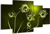 GroepArt - Schilderij -  Tulp - Groen, Wit - 160x90cm 4Luik - Schilderij Op Canvas - Foto Op Canvas