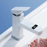 Witte Kraan Met Digitale Temperatuur Display - Ultra Modern en Innovatief - Warm en Koud Water Mengkraan - Hidden Screen Touch - Wastafel - Badkamer - Keuken - Toilet - Keramiek