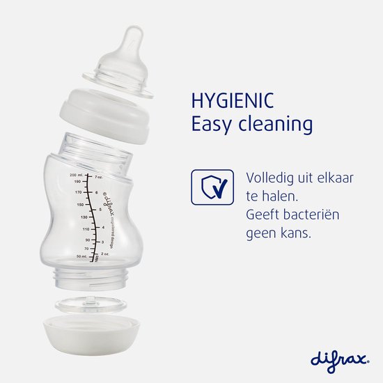 Difrax Baby fles 200 ml Wide - S-Fles - Anti-Colic - Crème - 1 stuk van Difrax — afbeelding 4