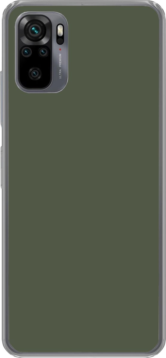 Telefoonhoesje Geschikt voor Xiaomi Geschikt voor Redmi Note 10S hoesje - Groen - Effen kleur - Olijfgroen - Siliconen Telefoonhoesje Telefoonhoesje