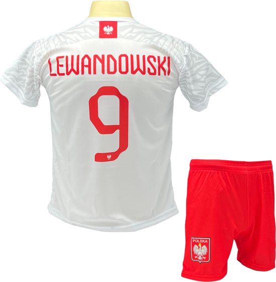 Foto: Robert lewandowski voetbalshirt broekje voetbaltenue polen ek wk voetbaltenue maat 128