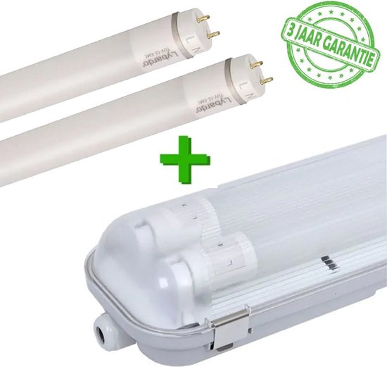 LED TL verlichting 60 cm prof-line | IP65 waterdicht armatuur incl. 2 LED TL buizen | Koppelbaar | 2 x 9 watt | 133 lm per watt | 4000K neutraal wit | 840