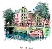 Amsterdam poster | Prinsengracht 2 | vintage | 30x30