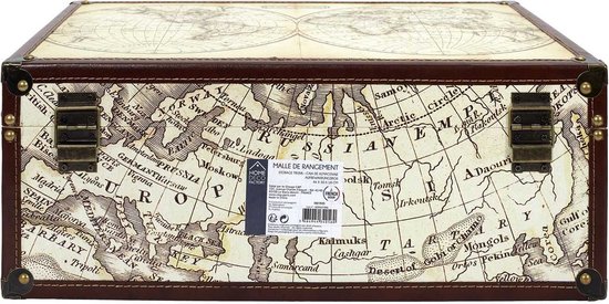 Boite faux livre en bois style vintage décor mappemonde