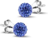 Twice As Nice Oorbellen in zilver, bol van 6 mm met blauwe kristallen Donkerblauw