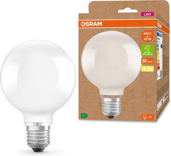 OSRAM 4099854009679 Lampe LED Classe énergétique A (A - G) G4 Globe 4 W = 60 W Warmwit (Ø x H) 95 mm x 95 mm 1 pièce(s)