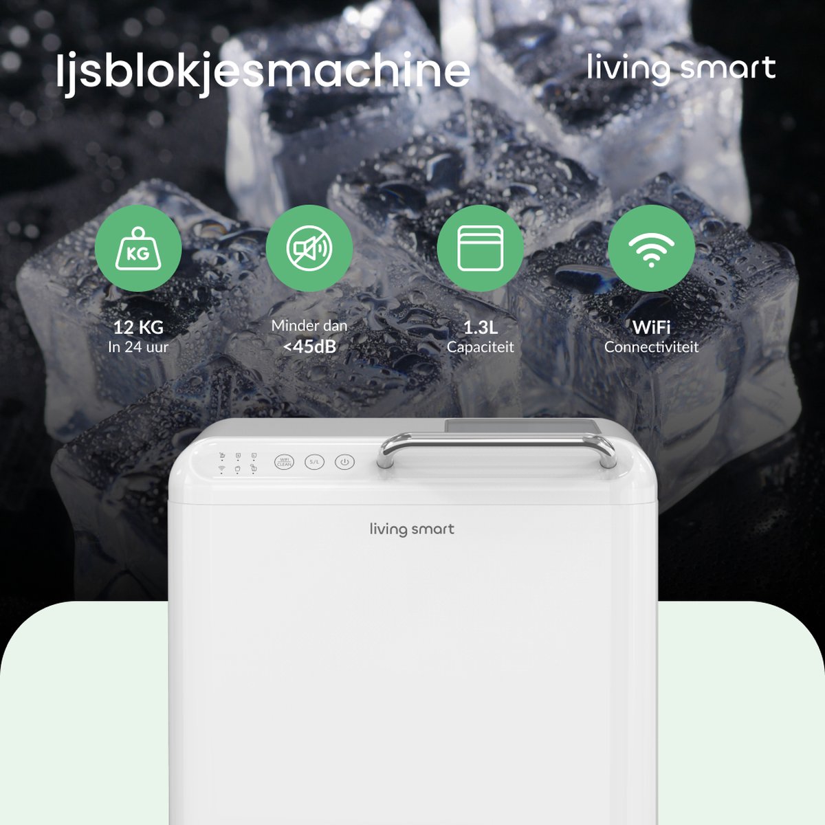 ZZLLKQ Intelligente ijsblokjesmachine, 2 ijsmaten, wifi-machine, app
