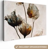 Tableau sur toile Vintage - Fleurs - Plantes - Abstrait - 60x40 cm - Décoration murale