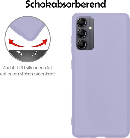 Hoesje - 2 Stuks - Geschikt voor Samsung Galaxy A14 - Sterk & Shockproof - Case Siliconen - Back Cover - Telefoon Hoes - Telefoonhoesjes - Lila