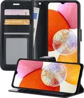 Samsung A14 Hoesje Book Case Hoes Portemonnee Cover Walletcase - Samsung Galaxy A14 Hoes Bookcase Hoesje - Zwart
