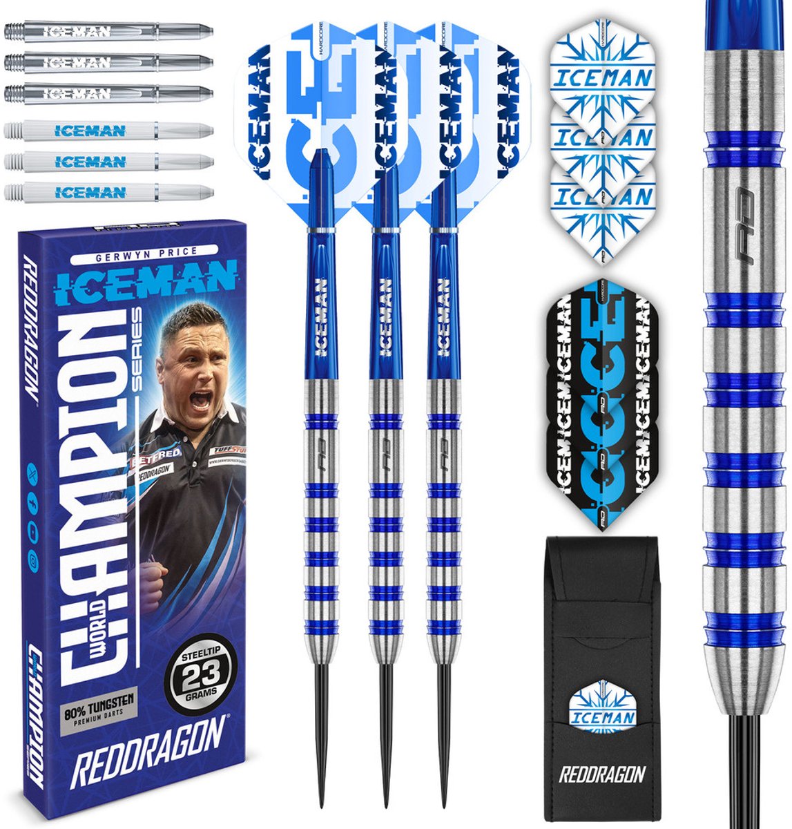 Red Dragon Gerwyn Price Iceman Cool Blue Series 80% Dartshopper Exclusives - Dartpijlen