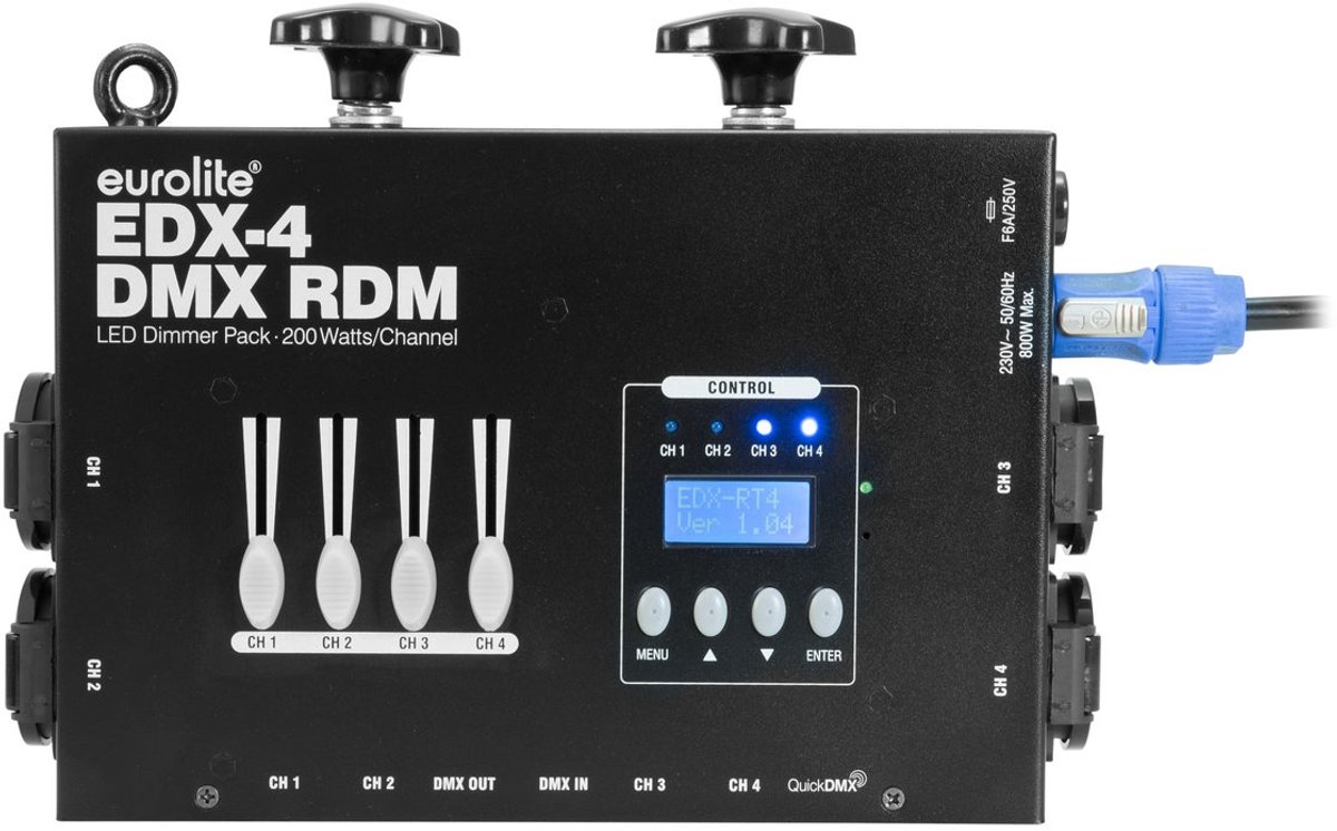 Eurolite EDX-4 DMX RDM LED Dimmer Pack – 4-kanaals dimmer