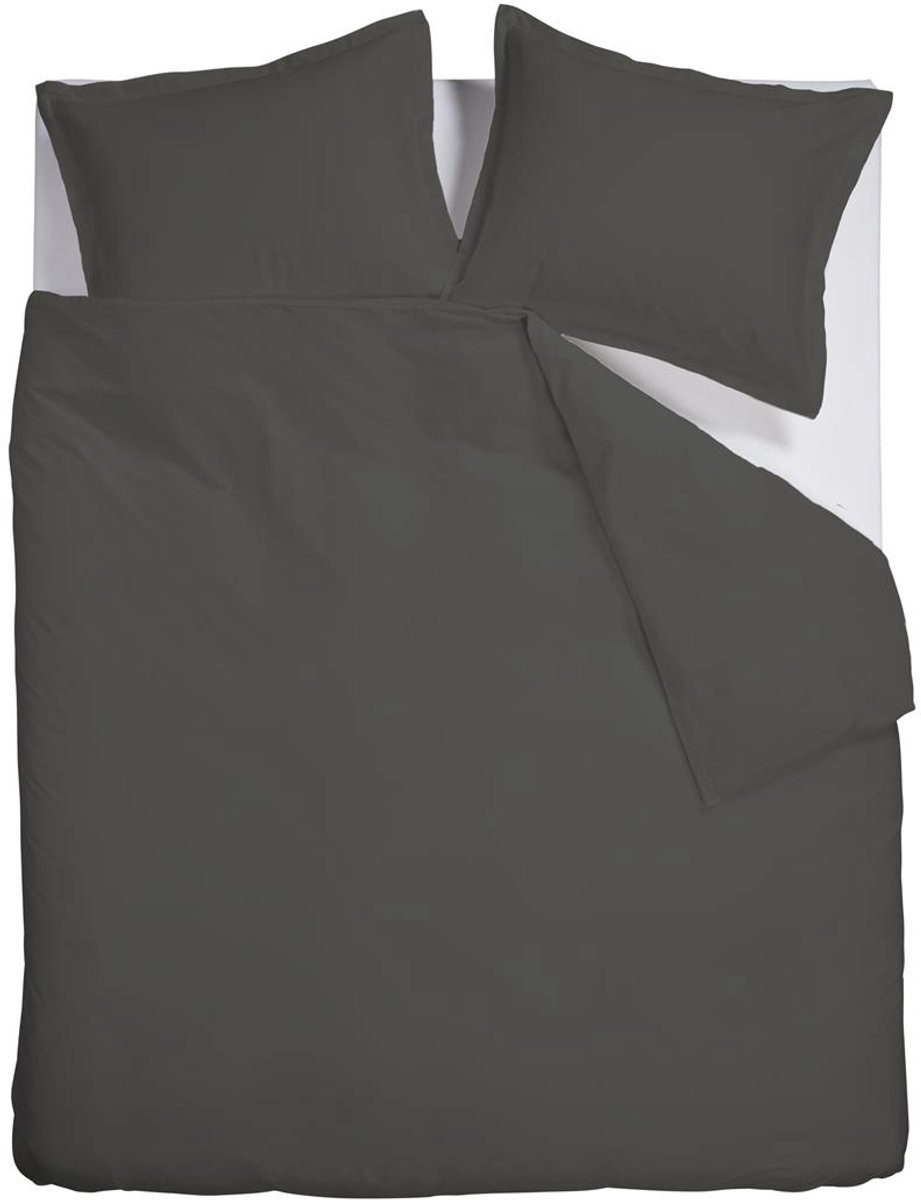 Ambiante Satin Uni dekbedovertrek - Tweepersoons - 200x200/220 cm - Donker Grijs