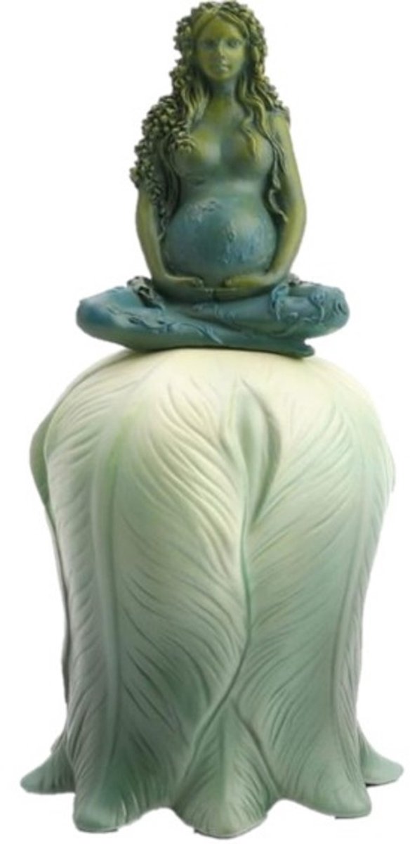 Veronese Design - Rituele bel Moeder Aarde Zwangere Gaia op Lotus - (hxbxd) ca. 14cm x 6,5cm x 6,5cm