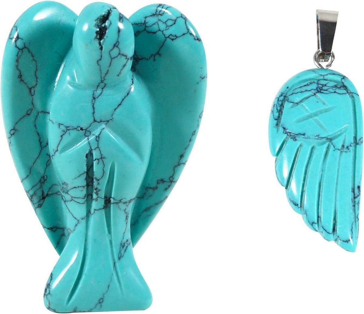 Provento - Natuurlijke genezende kristallen edelsteen standbeeld beschermengel voor thuisdecoratie - Engelen ornament en ketting hanger