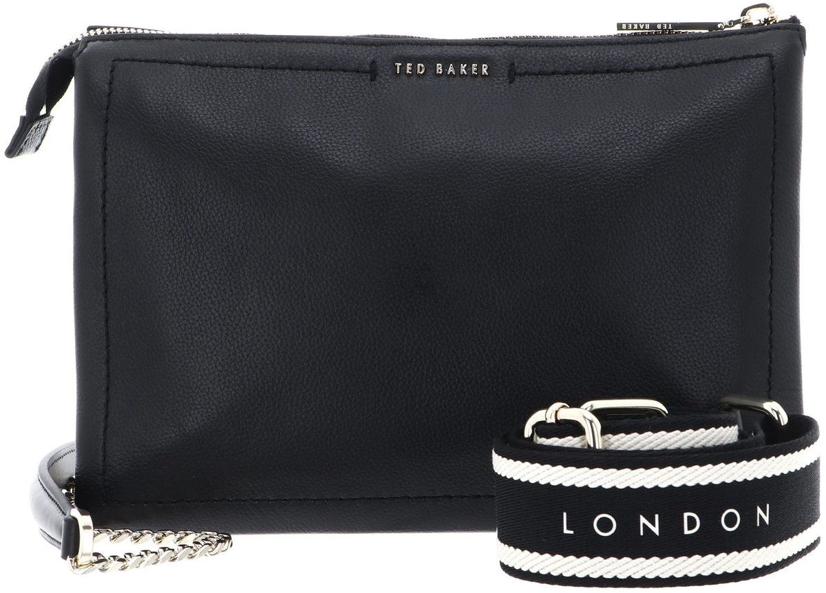 Ted Baker Leren schoudertas Larinda Webbing Leather Crossbody Bag Black zwart