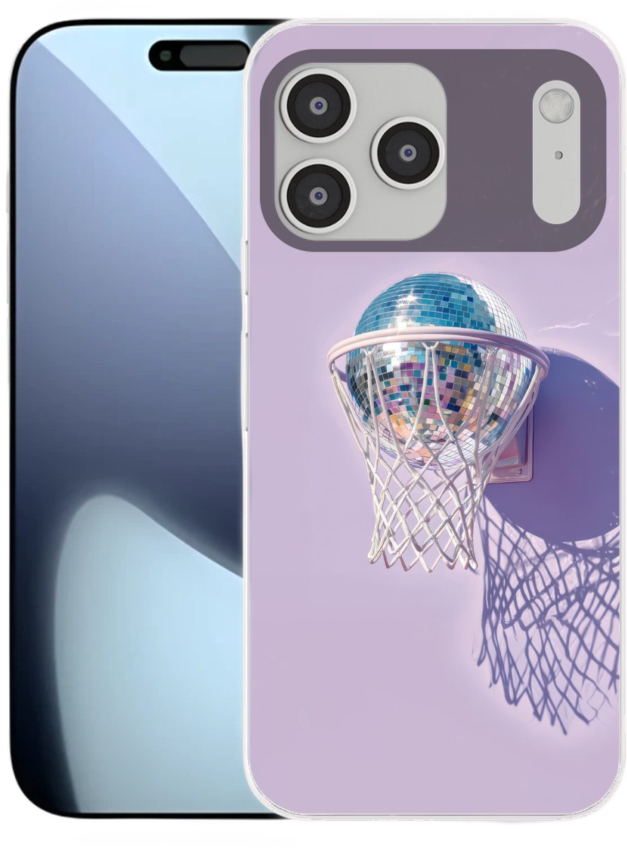 Telefoonhoesje Geschikt voor iPhone 17 Pro max hoesje - Discobal - Basketbalring - Grafisch - Siliconen Telefoonhoesje Telefoonhoesje