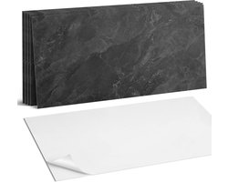 Coloray Plaktegels - Natuursteen textuur Wandtegel Zelfklevend - 60 cm x 30 cm - Zwart Plaktegels - 6 stuks - Rechthoek PVC Tegels - Plaktegels Keuken - Zelfklevende Vloertegels Badkamer - Vinyltegels Vloer Zelfklevend - Zelfklevende Wandtegels