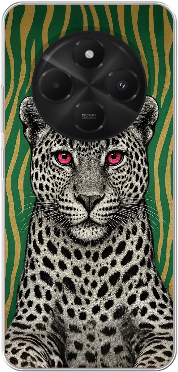 Telefoonhoesje Geschikt voor Xiaomi Geschikt voor Poco C75 hoesje - Panter - Zebrapatroon - Groen - Siliconen Telefoonhoesje Telefoonhoesje