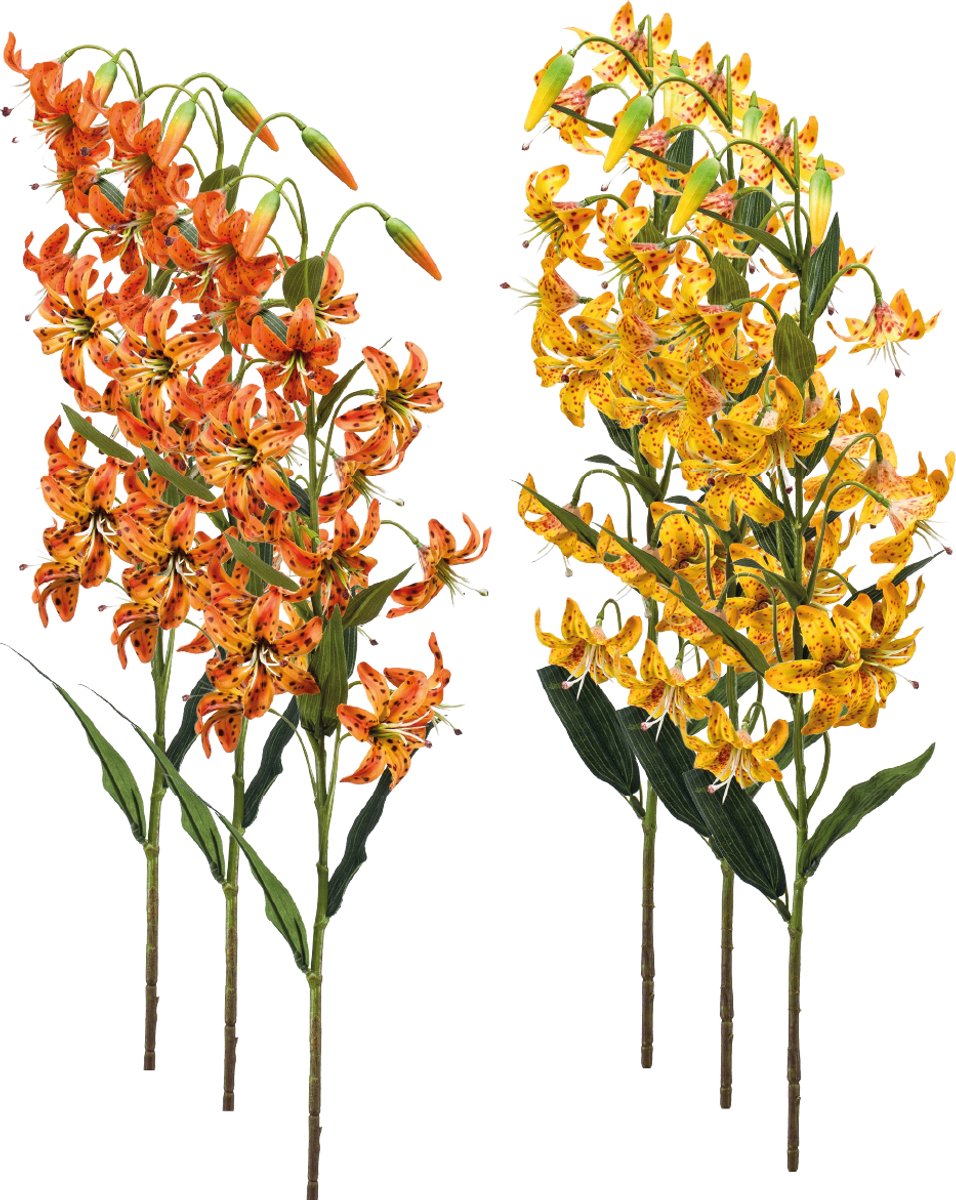 Emerald Kunstbloem Lelie 80cm Oranje - Set van 6 - Kunstplant voor binnen