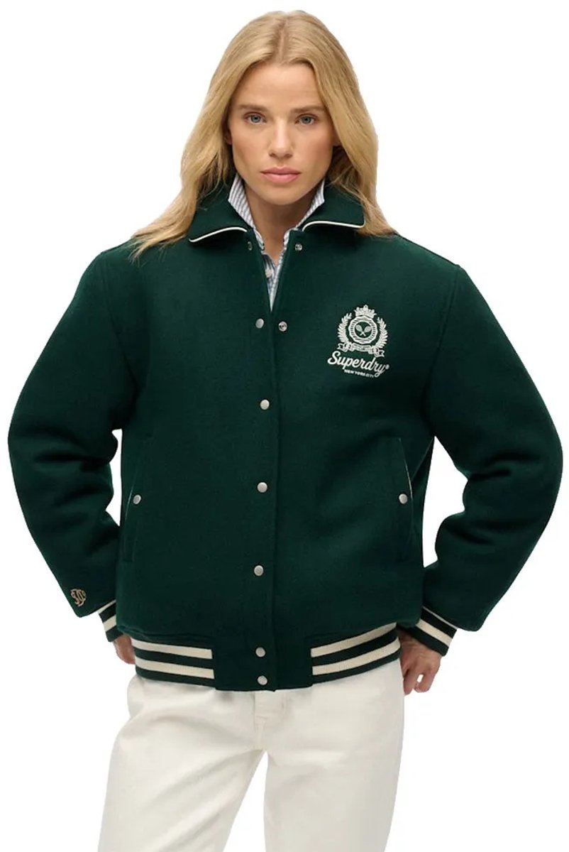 Superdry Country Club Wollen Bomberjack Dames Jassen Groen