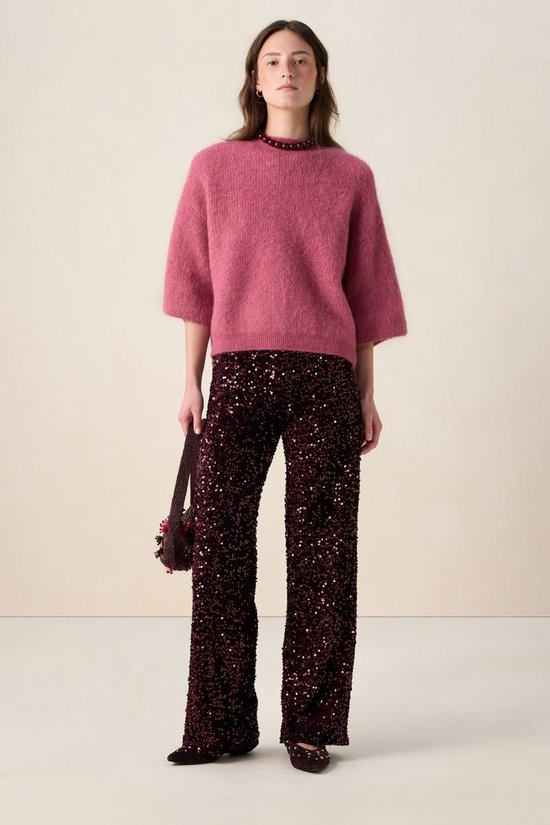 Donkerrode Broek Met Pailletten